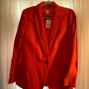 Linen Blend Orange Womens Blazer